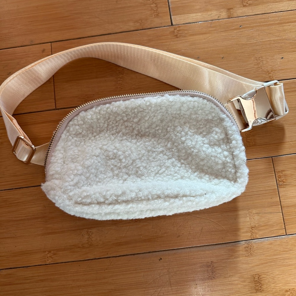 Cream Sherpa Belt Bag